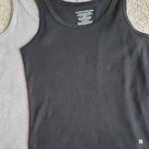 Lucky Brand Black and Gray Ribbed Tank Tops